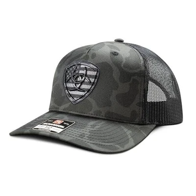 ARIAT Trucker Cap Black Camo Embroidered Shield - One Size - Image 1 of 2
