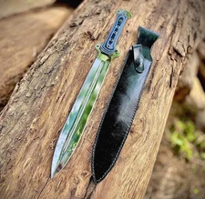 Custom Handmade Full Tang G-10 Micarta Handle Double Edge Short Sword Hunting