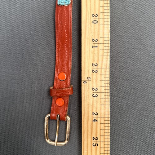 VTG Leather Thunderbird Native Hand Seed Beaded Southwestern Laced 25" Navajo US - Picture 24 of 24