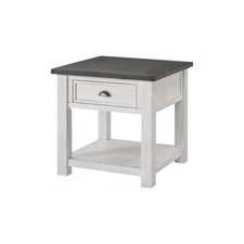 Monterey Solid Wood End Table White with Grey Top