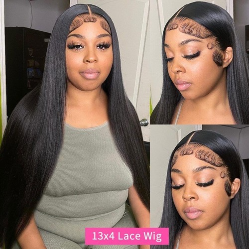 Straight Hd 13x6 Lace Frontal Human Hair Wig Transparent 5x5 Glueless Wig - Picture 15 of 18