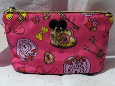 NEW BETSEY JOHNSON Heart Lock ZIP COSMETIC BAG New With Tags Will Add Samples
