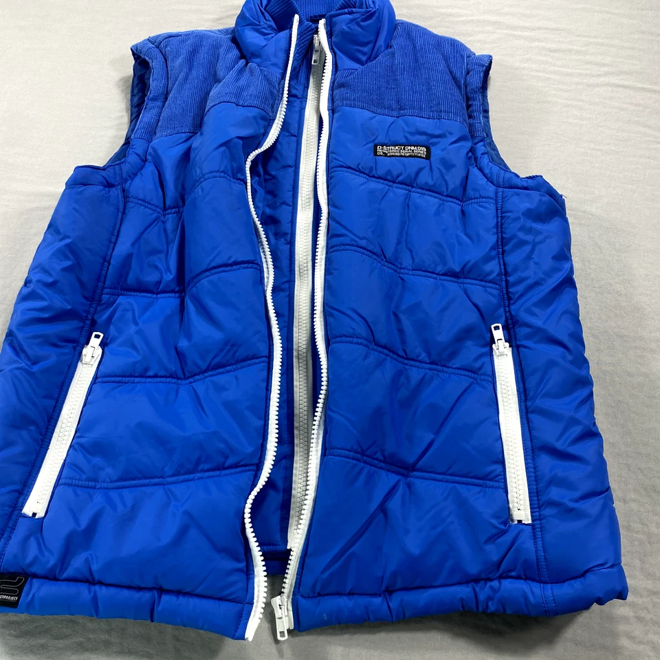 Chaleco acolchado D-Struct Project para hombre XL azul blanco cremallera completa nailon ciudad hip hop Foto 4 de 4