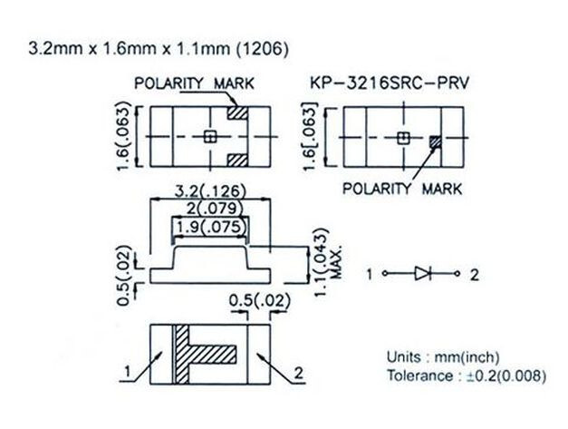 Kingbright KP-3216SGT CT LED CMS 1206 Vert 12.50 Mcd 120 ° 25 MA 2.2 V - Foto 4