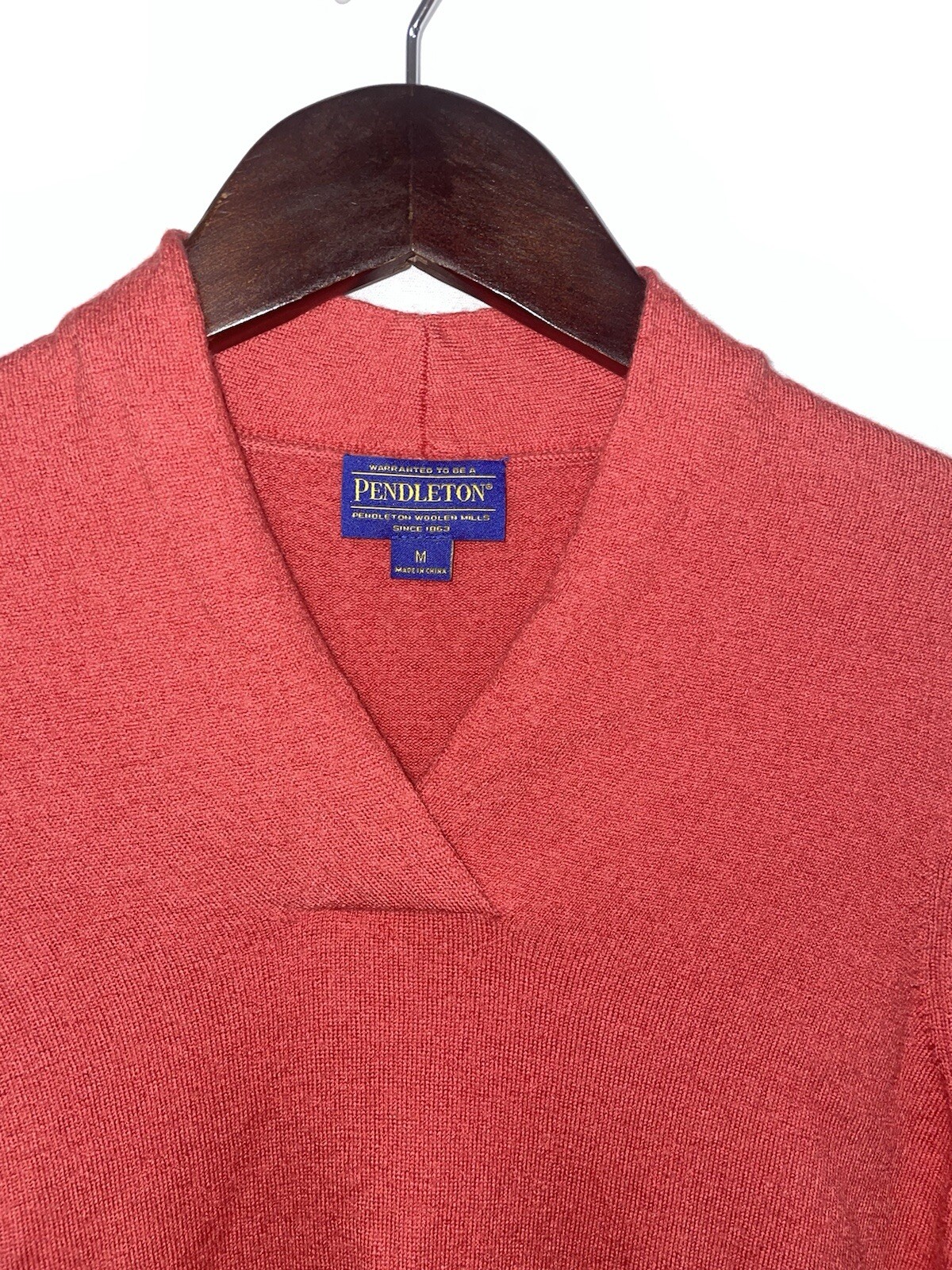 Pendleton V-neck Pullover Sweater Salmon Color 99… - image 4