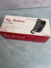 New open box Radio Shack Big Button Trim-fone phone telephone black 43-3224
