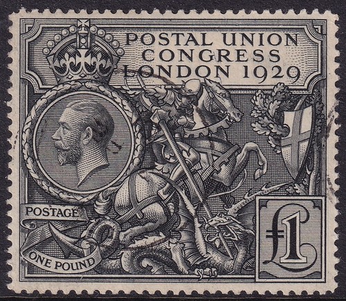GB George V 1929 SG438 £1 PUC - very fine used.