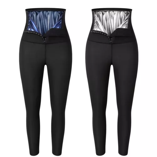 Damen Thermo Sauna Leggings Bauchweg Schwitzhose Abnehmen Laufhosen Sporthosen - Bild 19 von 35