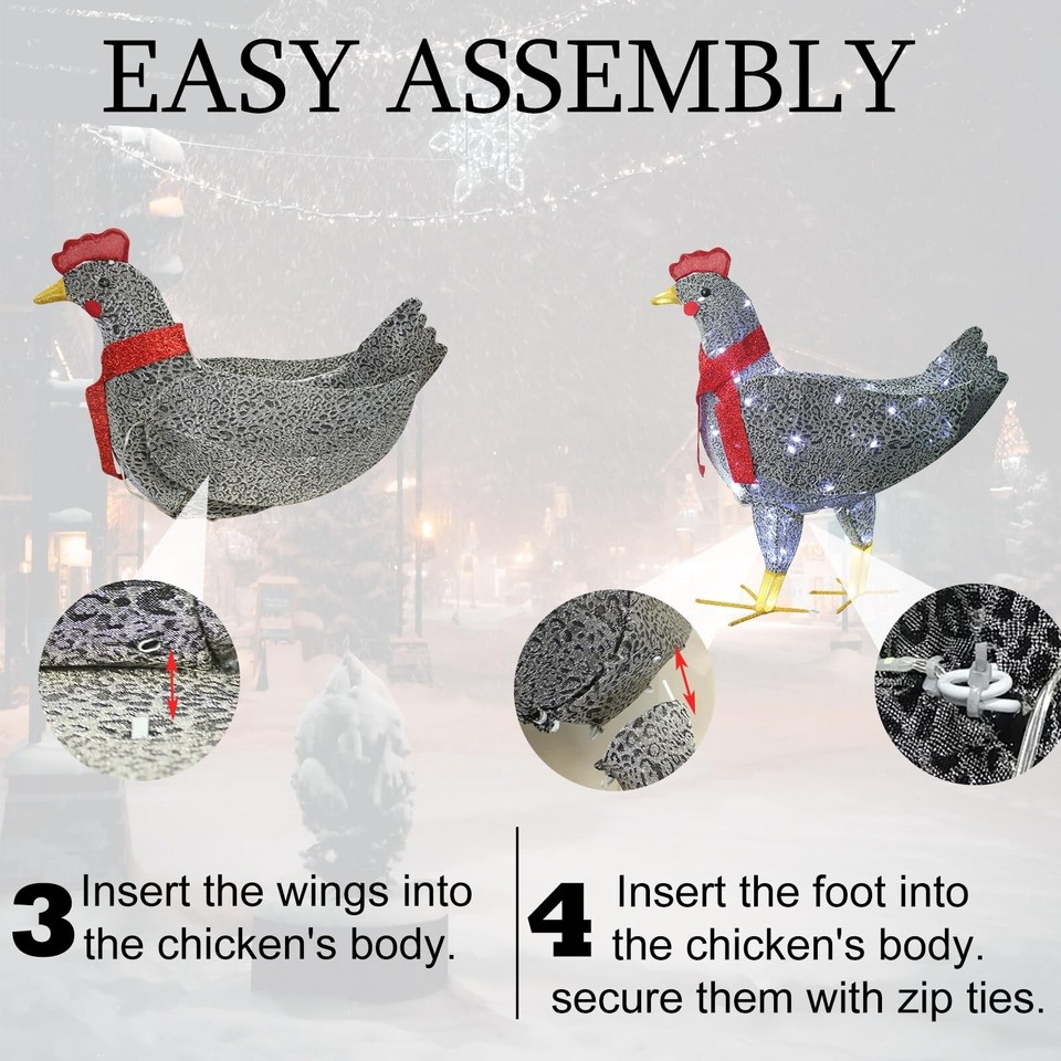 Light Up Chicken Christmas Decorations Outdoor Lighted Chicken Indoor