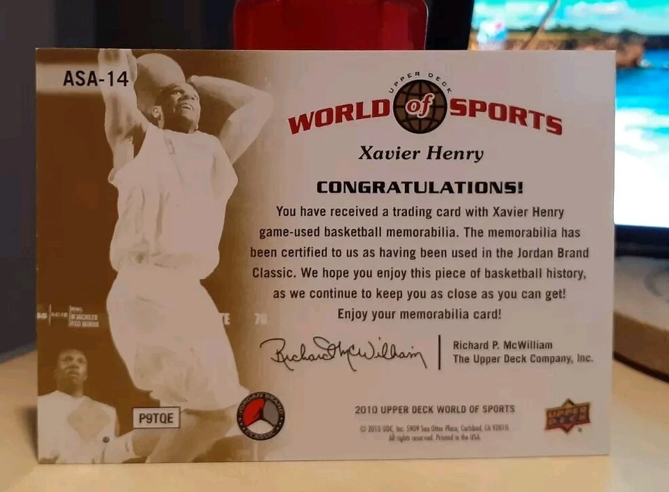 2010 Upper Deck World of Sports Xavier Henry #14 Rookie JERSEY KANSAS JAYHAWKS - Image 2 of 2