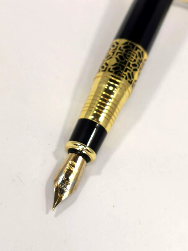 Füllfederhalter Metall Schwarz/Gold mit Wunsch Gravur  Schwarz Füller Geschenk - Bild 2 von 4