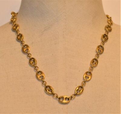 Vintage TRIFARI Schlüssel Logo Goldene Oval Link Form 18'' Halskette