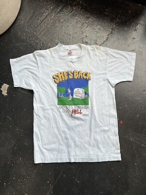 Vintage Karen Carpenter Death Parody Shirt L Blue The Carpenters