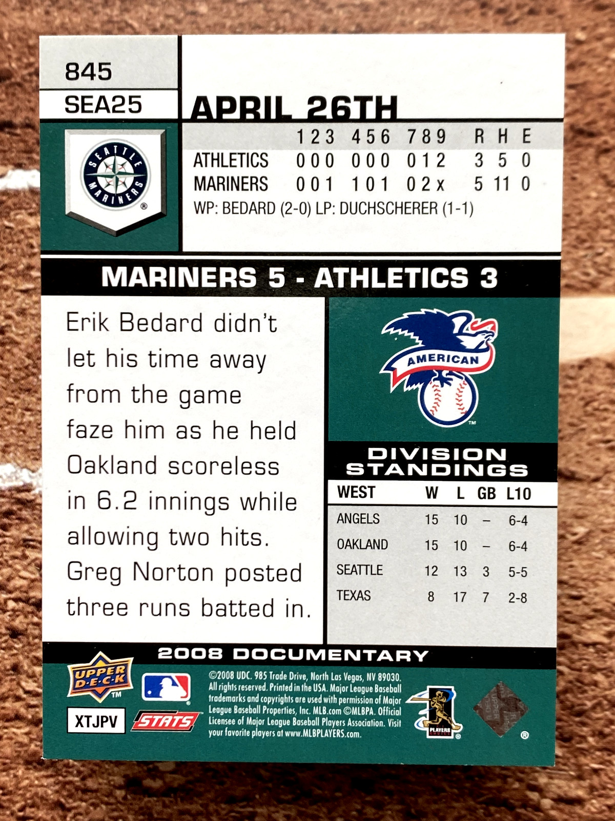 2008 Upper Deck Documentary Ichiro Suzuki #845