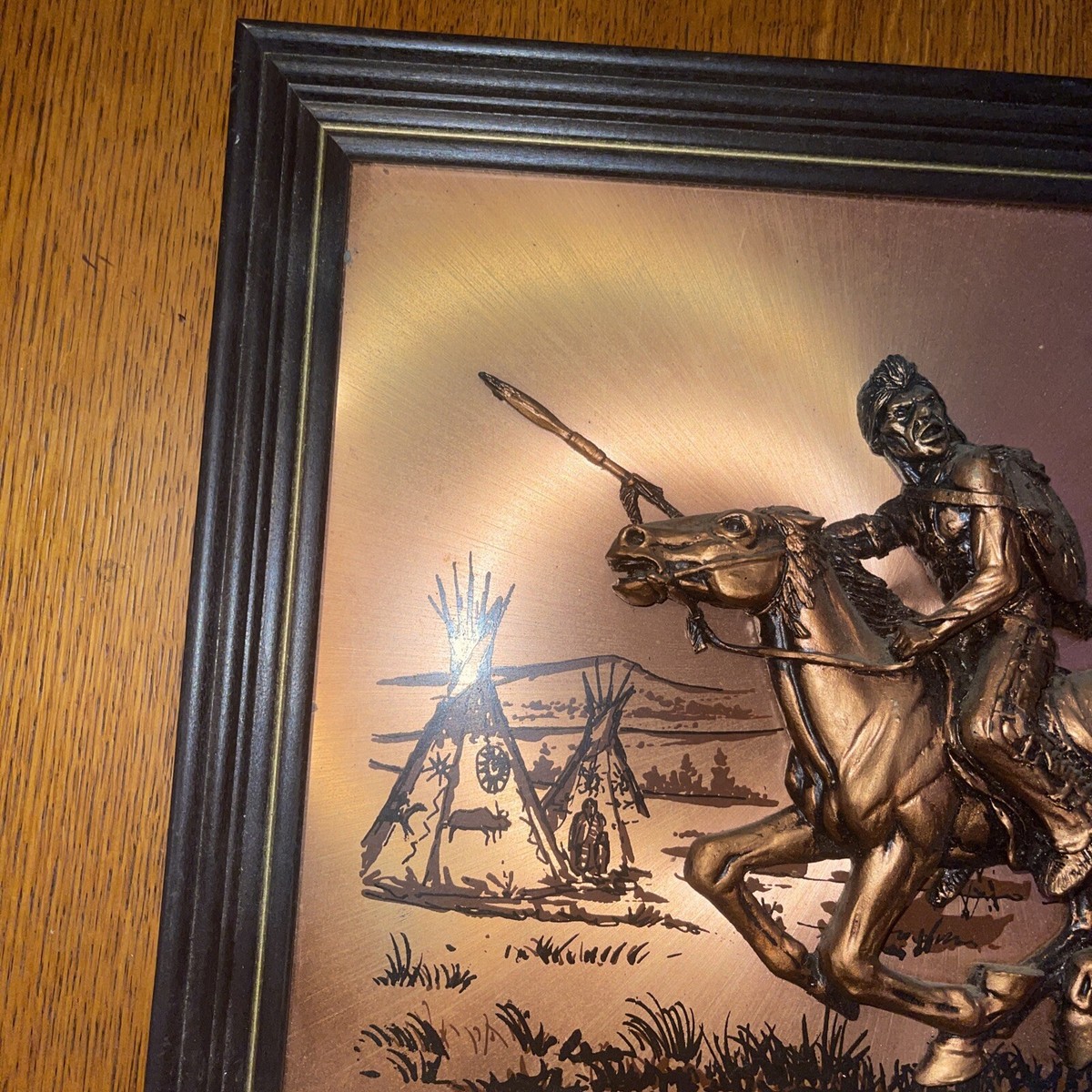 FRAMED JOHN LOUW COPPER 3D WALL ART NATIVE AMERICAN TEPEE HORSE | eBay