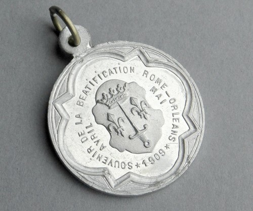 French, Antique Large Medal. Saint Joan of Arc, Jeanne d'Arc. Pendant. - Picture 5 of 5