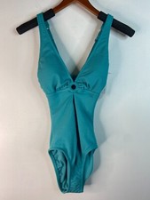 Women s Time and Tru Turquoise Cove Oval Texture One Piece Swimsuit Size S 4-6