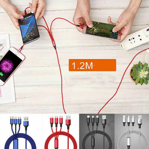 3in1 SPLIT Cable Charger Universal Phone Charger Multi Function Cord- BLUE x 2 - 第 2/5 張圖片