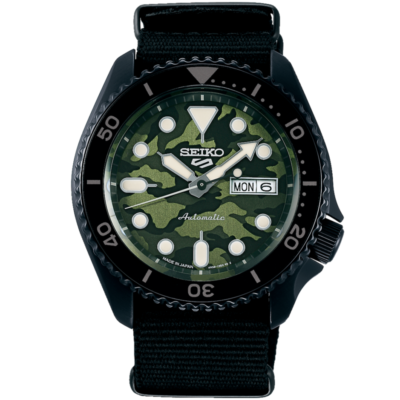 SEIKO 5 Sports カモフラージュ SBSA173 SEIKO 5 Sports SBSA173 Automatic Green Camouflage Dial Nylon Strap