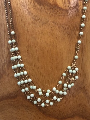 Pale Blue Plastic Beads Necklace - Costume Jewellery