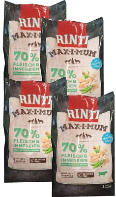 (EUR 9,71 / kg)  Rinti Maximum mit Pansen, getreidefrei, für Hunde: 4 x 1 kg