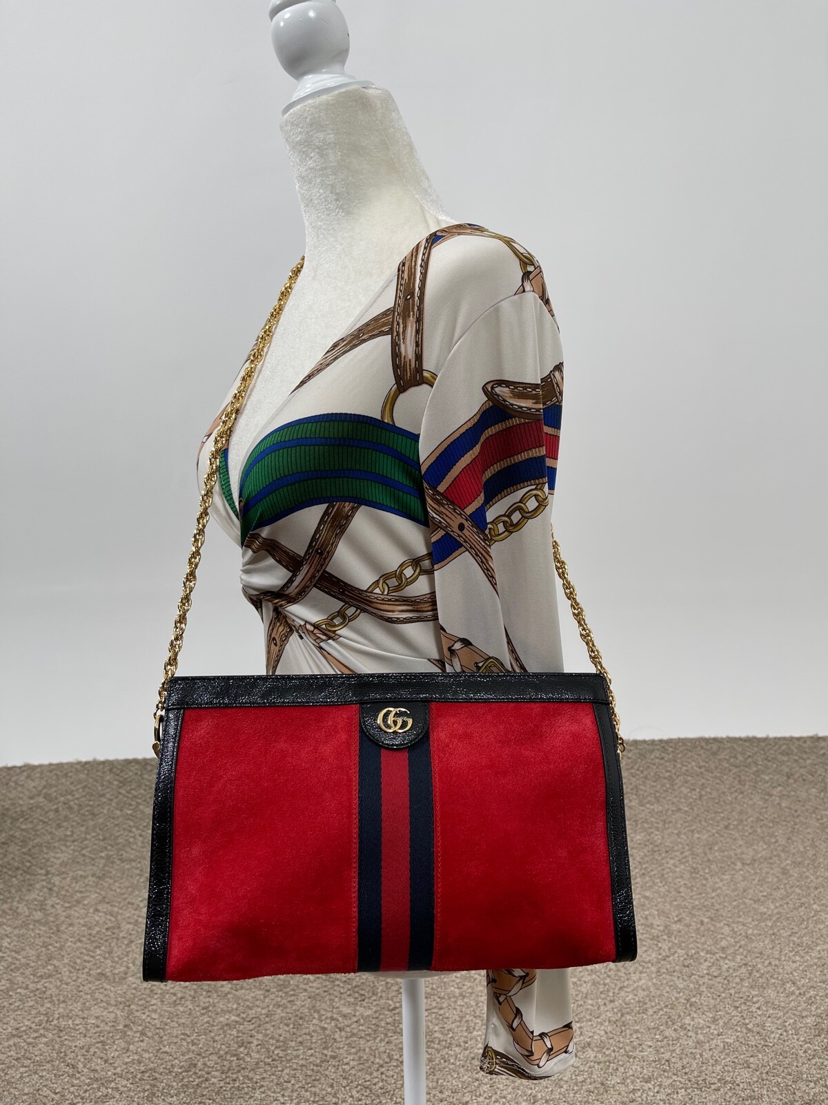 Gucci Ophidia Red Suede Chain Shoulder Bag - Luxury Fashion Accessory image 10