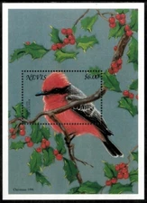 Nevis 1996 - Christmas Art Birds - Souvenir Stamp Sheet - Scott #993 - MNH