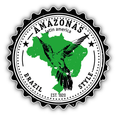 Amazonas Brazil Style Label Car Bumper Sticker Decal 5'' x 5''