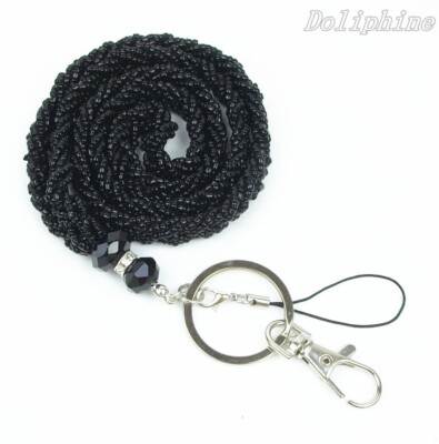 Crystal Braided Seed Beads Necklace LANYARD Keychain for Key, ID holder