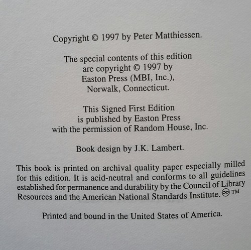 PETER MATTHIESSEN~LOST MAN'S RIVER~SIGNED, LIMITED EDITION EASTON PRESS UNREAD - Picture 6 of 7