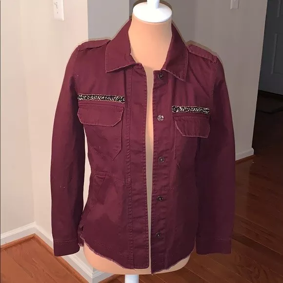 Burgundy cargo jacket sale