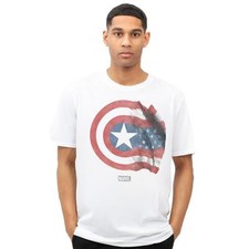 Image of Marvel Mens T-Shirt Captain America Shield Flag Top Tee S-2XL Official