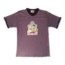 Vintage The Simpsons Moe's Tavern Tshirt Tee Brown Ringer Mens L Y2K 00s 90s