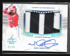 Nick Quintana 2019 Leaf Trinity Baseball Jersey Patch Auto Platinum Parallel /35