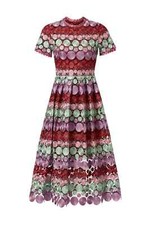 ALEXIS Pink Multi Stripe Embroidered Guipure Lace Sheer Daniella Dress L 8/10