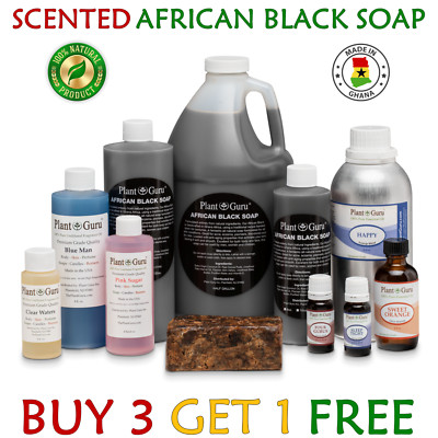 SCENTED African Black Soap Liquid Raw 100% Pure Organic Natural Body Face Wash
