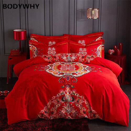 Juego de cama de lujo 2020 cubierta de edredón rojo cubierta cama queen cubierta funda de edredón funda de almohada - Imagen 1 de 7