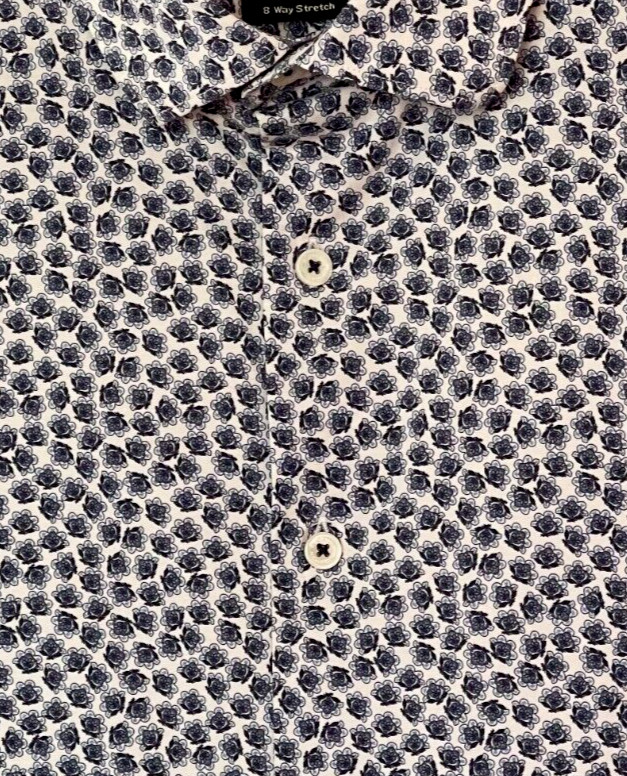 BUGATCHI Men's Short Sleeve Shirt 8 Way Stretch Cotton Tech SZ M image 3