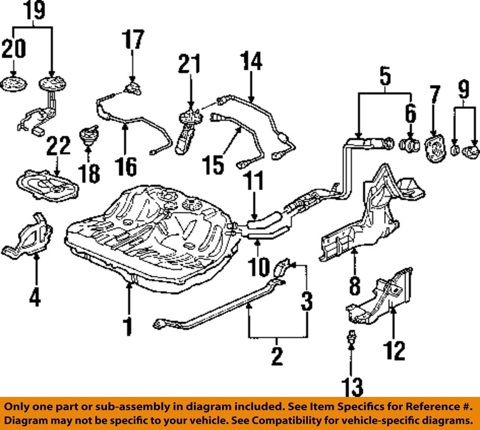 Honda Prelude 1999 2000 2001 tanque de combustible OEM con bomba H22A4 15,9 galones Foto 3 de 4
