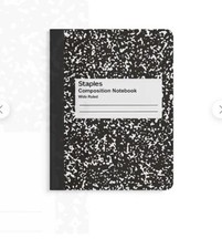 New  15 x Staples Composition Notebook, 7.5" x 9.75", Wide Ruled, 100 Sheets