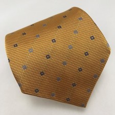 DAVID DONAHUE 60L Yellow & Blue Geometric Silk Mens Neck Tie Made in USA