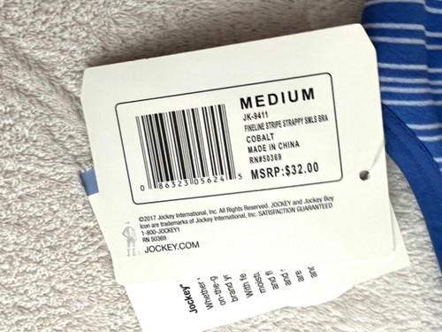 Nuevo con etiquetas Sujetador Jockey Sin Costuras Azul Rayas Espalda Corredora Talla M - Imagen 5 de 7