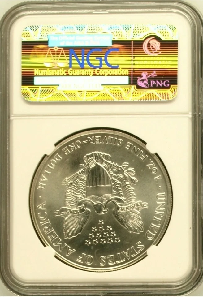 1996 $1 Key Date AMERICAN EAGLE NGC MS68 Brown Label 1 Oz Silver Coin. - Image 4 of 4