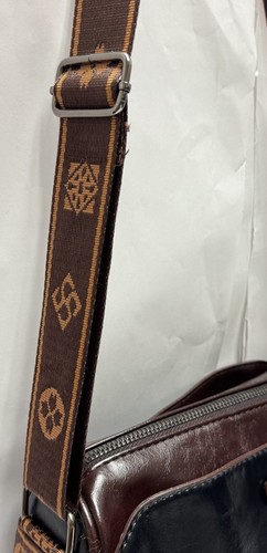 Bolso de Hombro Fumddaishu Cuero Genuino Elegante XBY Negro con Borde Marrón - Imagen 8 de 17