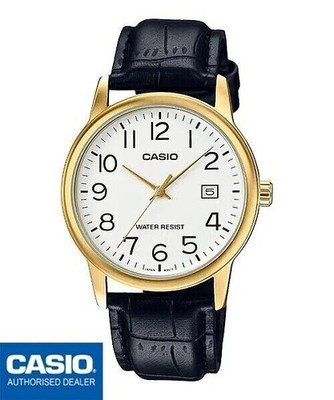CASIO MTP-V002GL-7B2UDF MTP-V002GL-7B2 CASIO Collection Hombre Correa Piel Negra