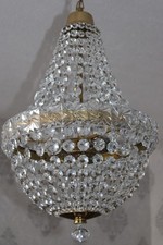 Prächtiger antik Pariser Art deco Kristall Korblüster Lüster Kronleuchter Lampe