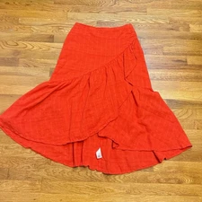 Love Whit Women’s Large Cotton Red Ruffle Skirt Lolita Vacation Colorful Twirl