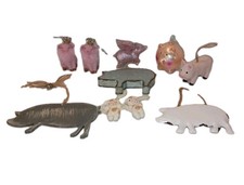 Christmas Lot of 10 Pig Ornaments Glass Clay Wood Metal Resin Pink Pig Ballerina