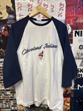   Vintage Y2K 3/4 SLEEVE Chief Wahoo Cleveland Indians T-Shirt Mens Size XL