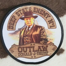 Hat Patch Trump Outlaw Sublimation DYI Fabric Patch Glue Iron On Sew